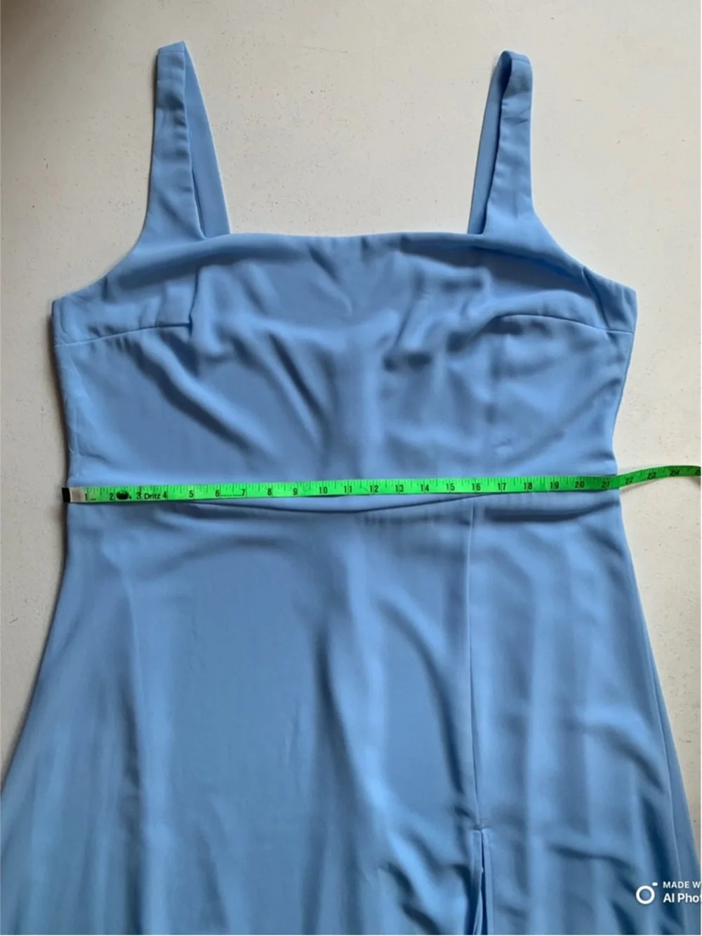 Lulu's Sky Blue Square Neck Maxi Dress with Front Slit